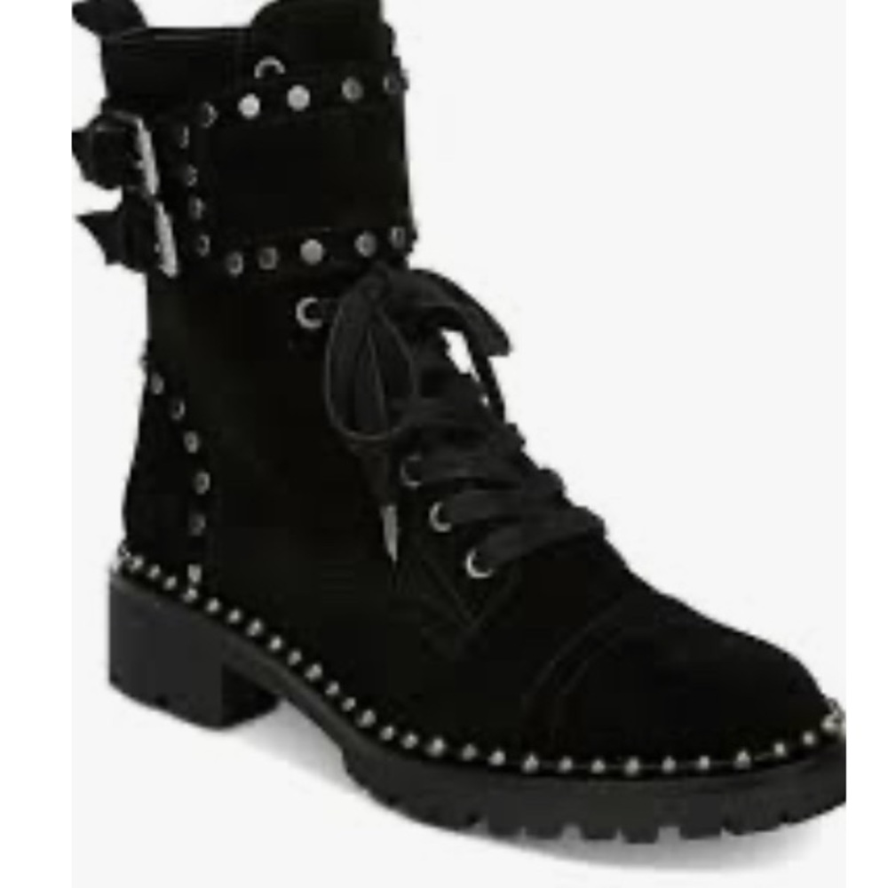 Sam Edelman Jennifer studded combat boots in black suede ankle